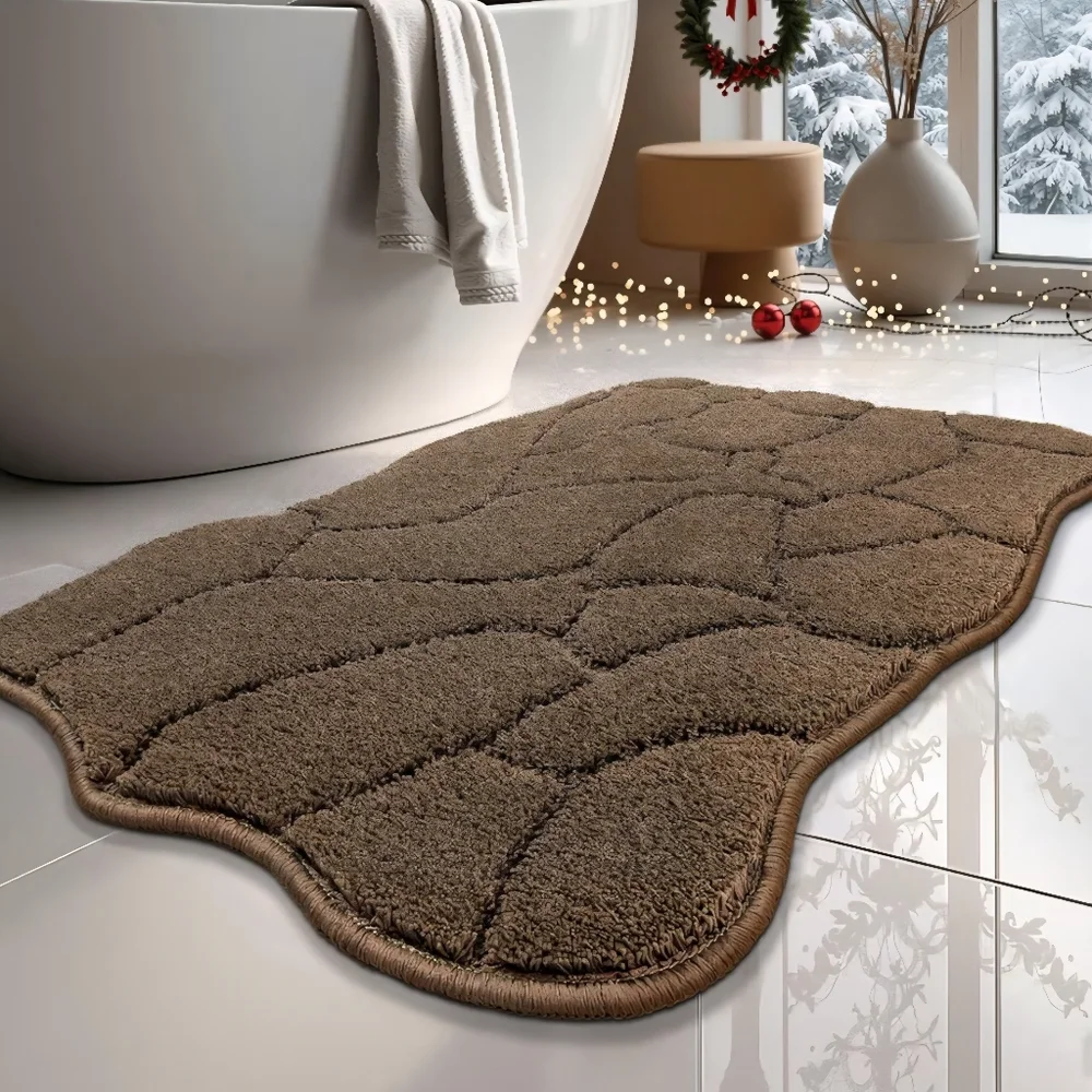 Set Of 2 Luxurious Brown Bath Mat